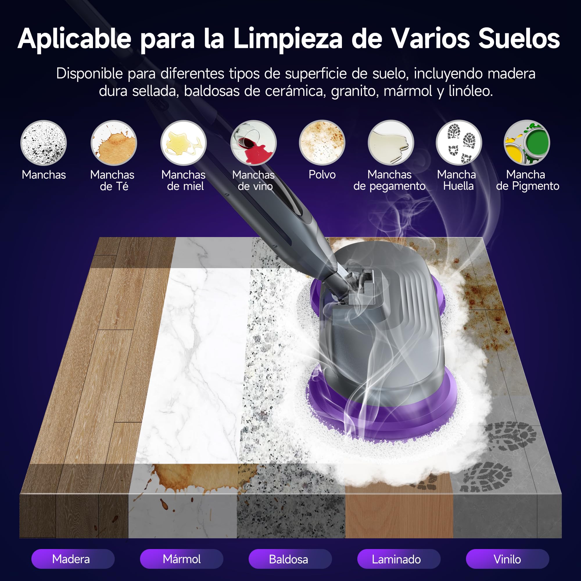 Fregadora de Vapor AlfaBot F2 | Limpieza Profunda Sin Químicos | Elimina 99.9% Bacterias | Para Suelos de Madera/Laminado 3 Bares