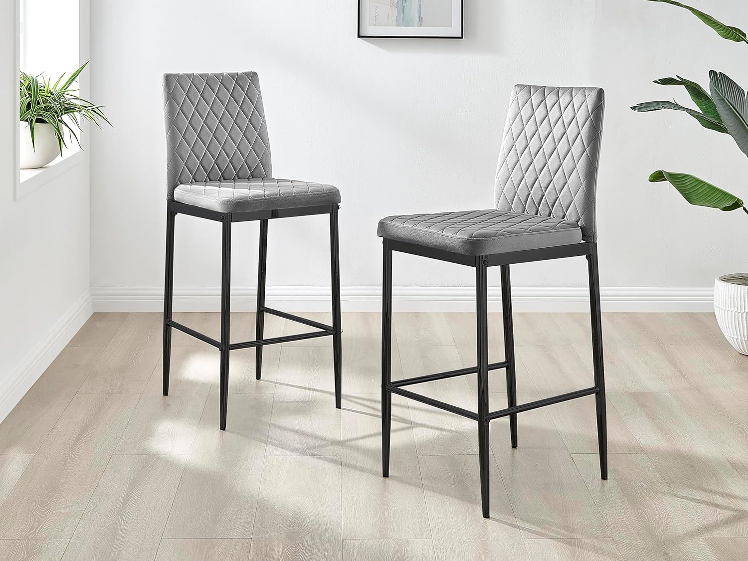 Furniturebox UK Milan Bar Stool - Set of 2 Breakfast Bar Stools ...