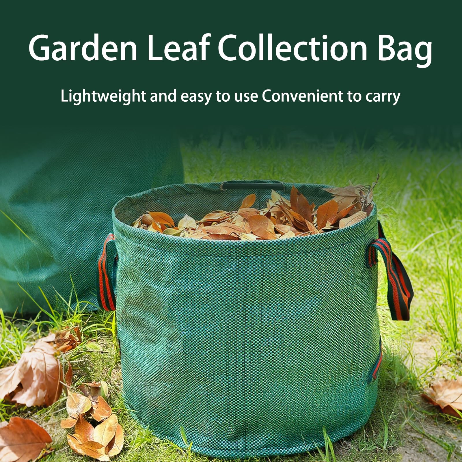Leaf Bag - Paquete de 5 contenedores de basura de 132 n yardas con 4 asas para recortes de jardín, hojas, malas hierbas y recogida de basura al aire libre
