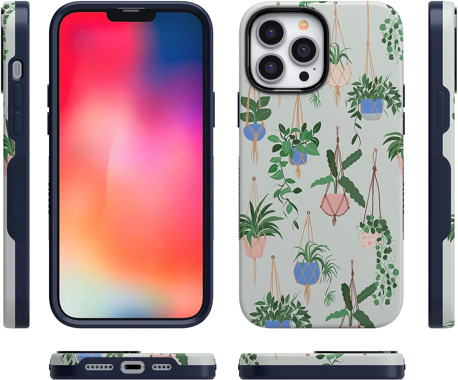 Casely iPhone 14 Pro Case | Hanging Around | Potted Plants Floral | Bold Protective Design | Compatible with MagSafe