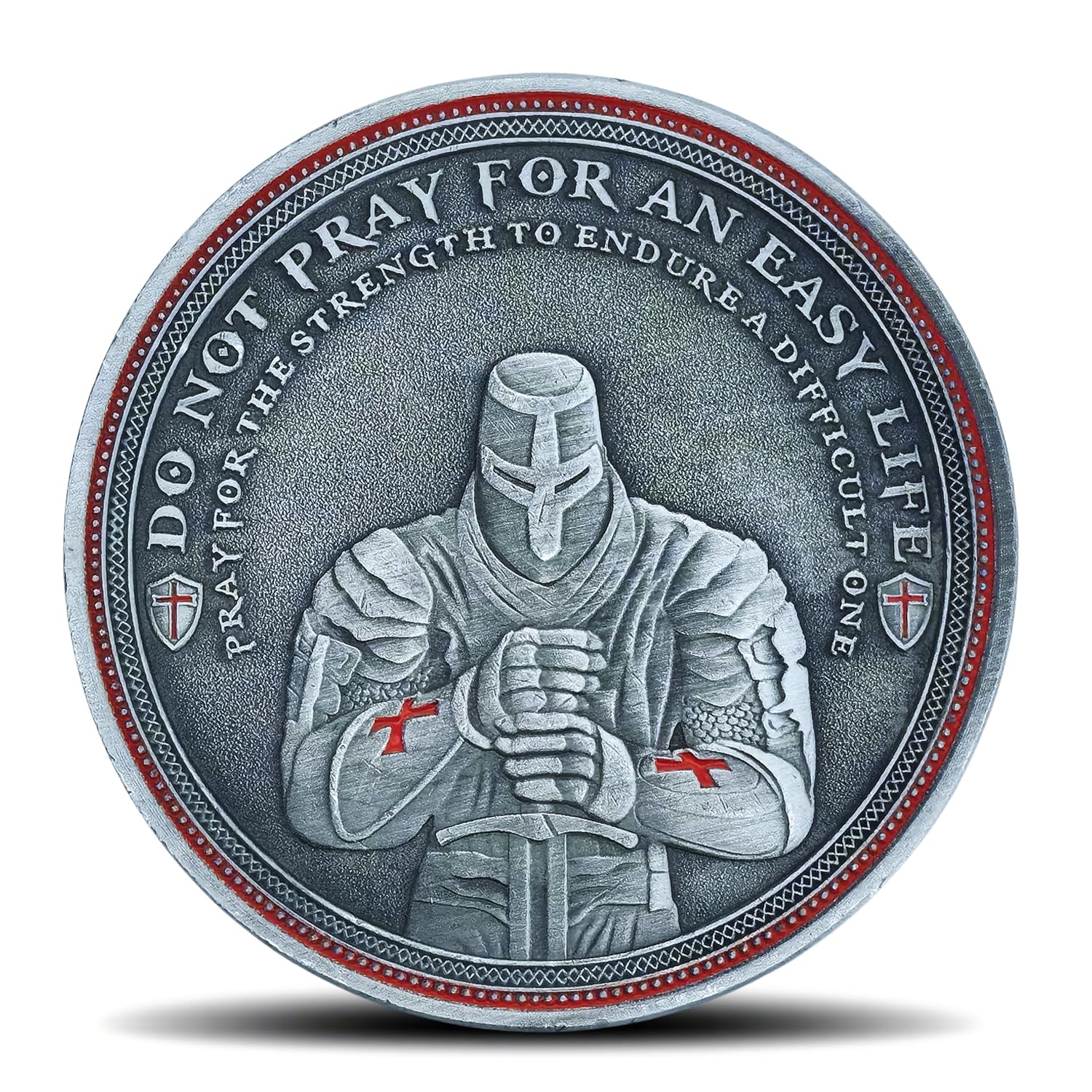 Christian Warrior Challenge Coin - The Knight Templar Coin Red Cross Religious Collection Coin