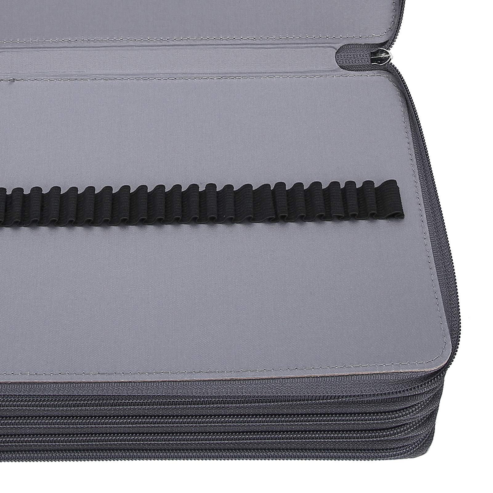 trousse à crayons colorée, 252 trous, grande capacité, stylo de peinture artistique, sac de rangement Portable en PU (Gray)