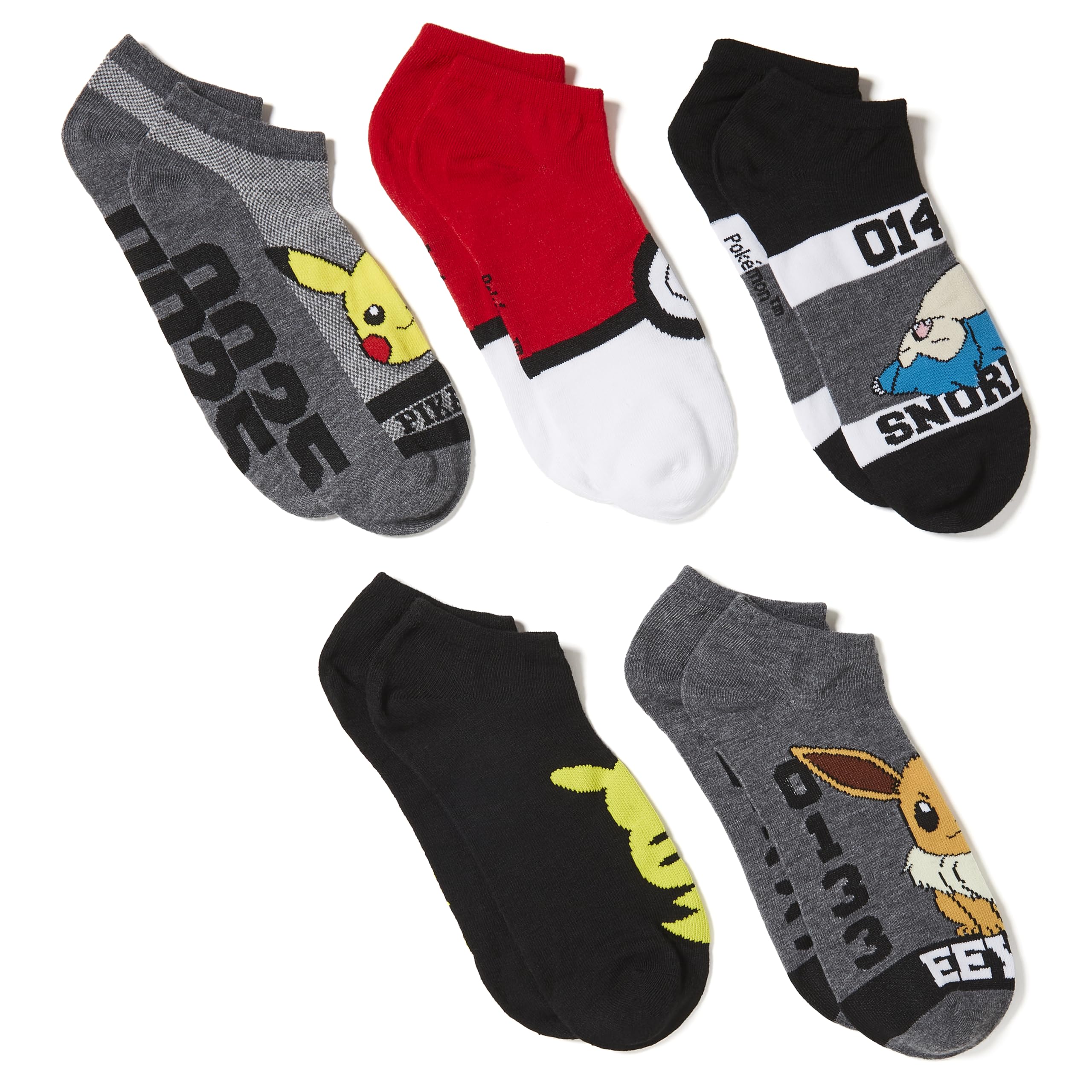 Pokémon Men's Grey Dark Assorted Pokemon 5 Pack No Show Socks, 9-13 Uk