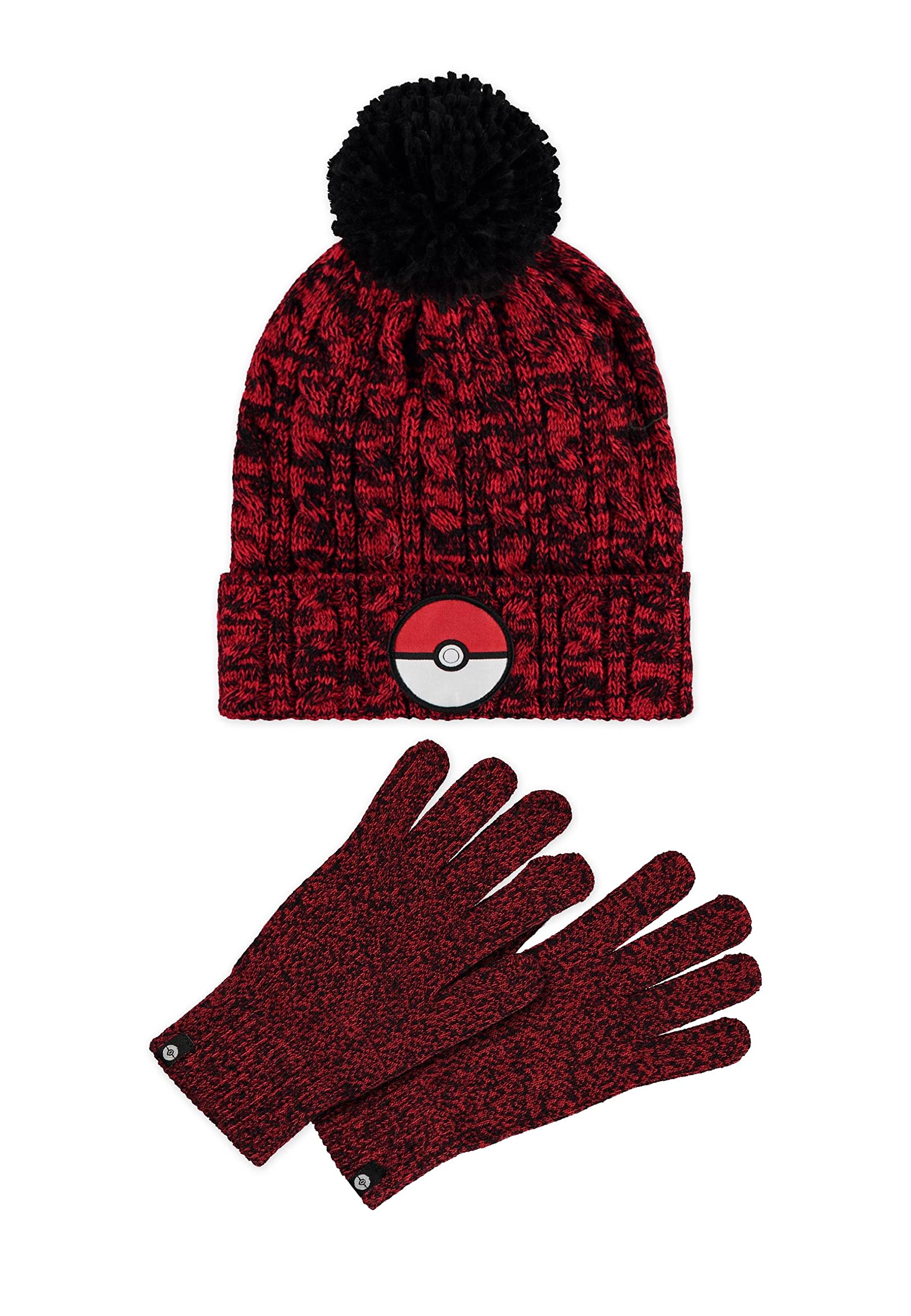 Pokemon Beanie And Knitted Gloves Poke Ball Logo Official Red Gift Set