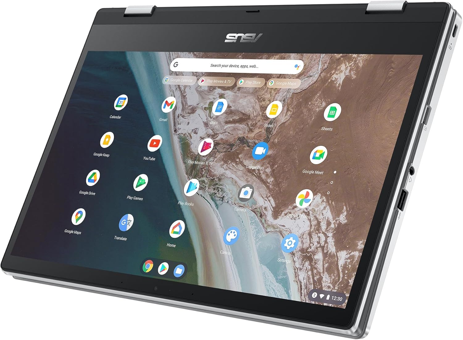 Asus Chromebook Flip CX1 Laptop, 14" Full HD NanoEdge Convertible 2in1 Touchscreen Display, Intel Celeron N4500 Processor, 64GB eMMC, 4GB RAM, Chrome OS, CX1400FKA-DS01-CB