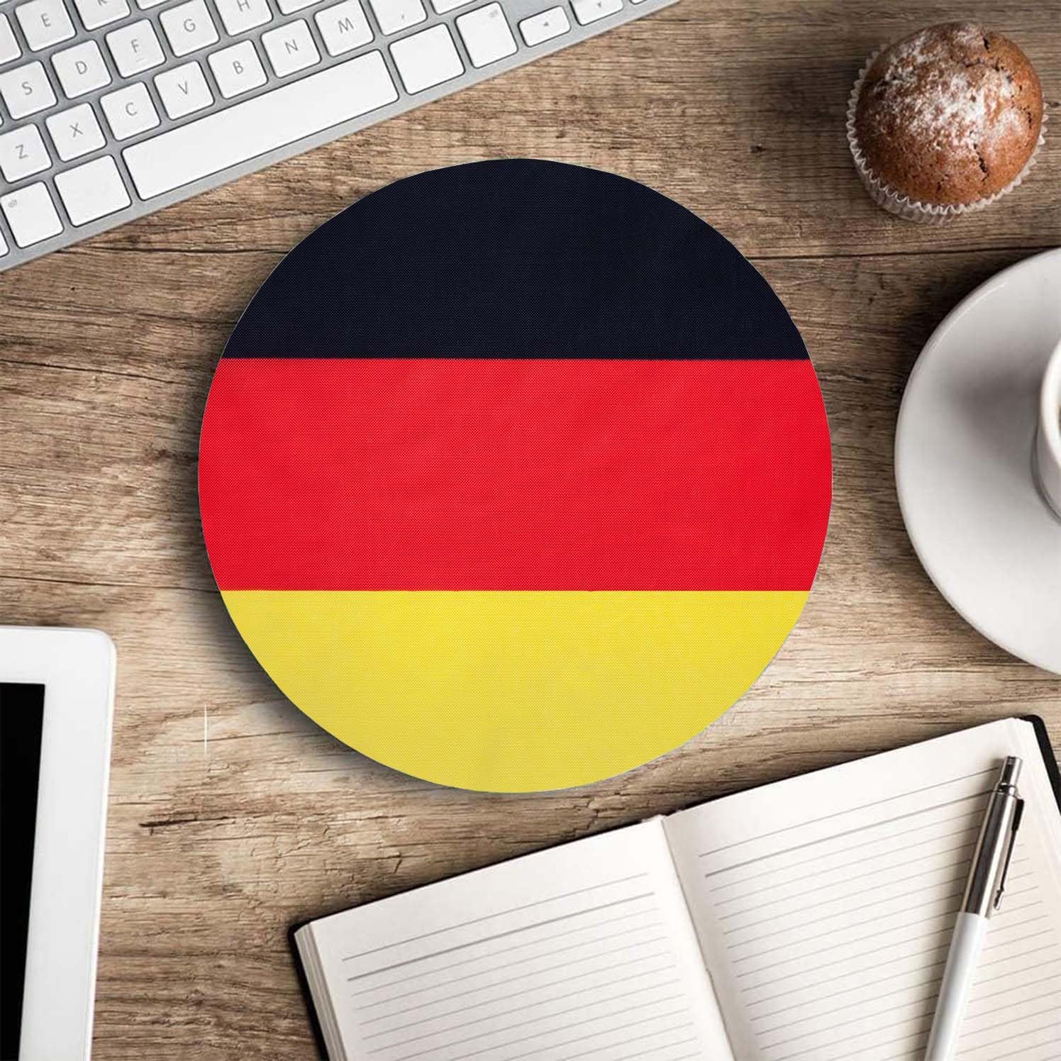 Mouse Pad, Germany Flag Mouse Pads with Design, Round Washable Cloth Personalized Mouse Mat, Gaming Office Home Non-Slip Rubber Base Computer Mousepad 7.9×7.9×0.12 inches image 5