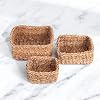 Deconox 3-Piece Handmade Natural Square Rattan Organizer Set | 3-Piece Wicker Square Organizer Set – Decorative, Multi-Purpose and Durable Rattan Baskets (26 * 26 * 12cm – 22 * 22*10cm – 18*8cm)