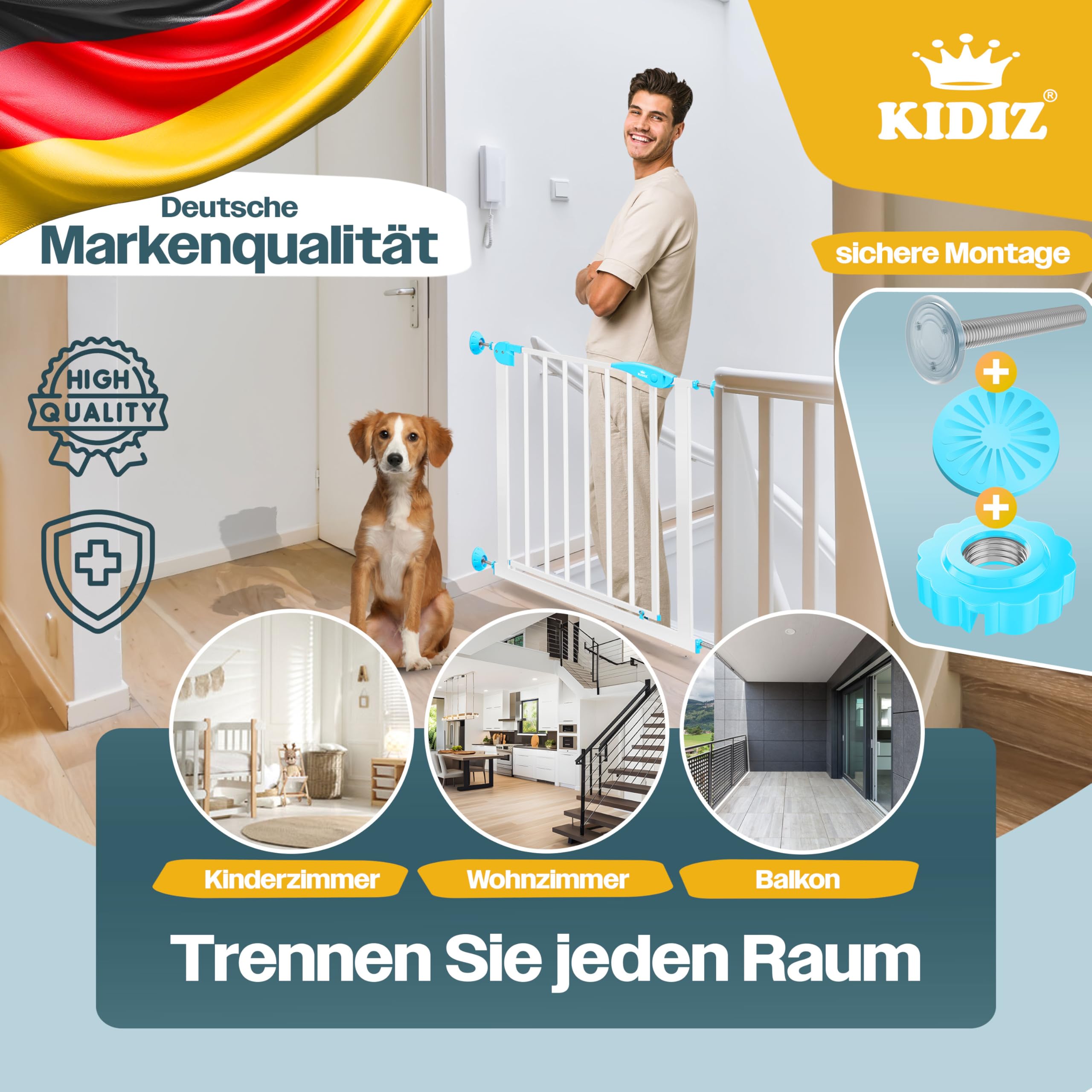 Griglia Di Sicurezza Per Scale E Porte - Senza Foratura, Regolabile - Foto 7