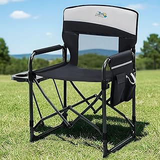 DMH OUTDOORS Camping Directors Chair with Side Table & Breeze Mesh Backrest