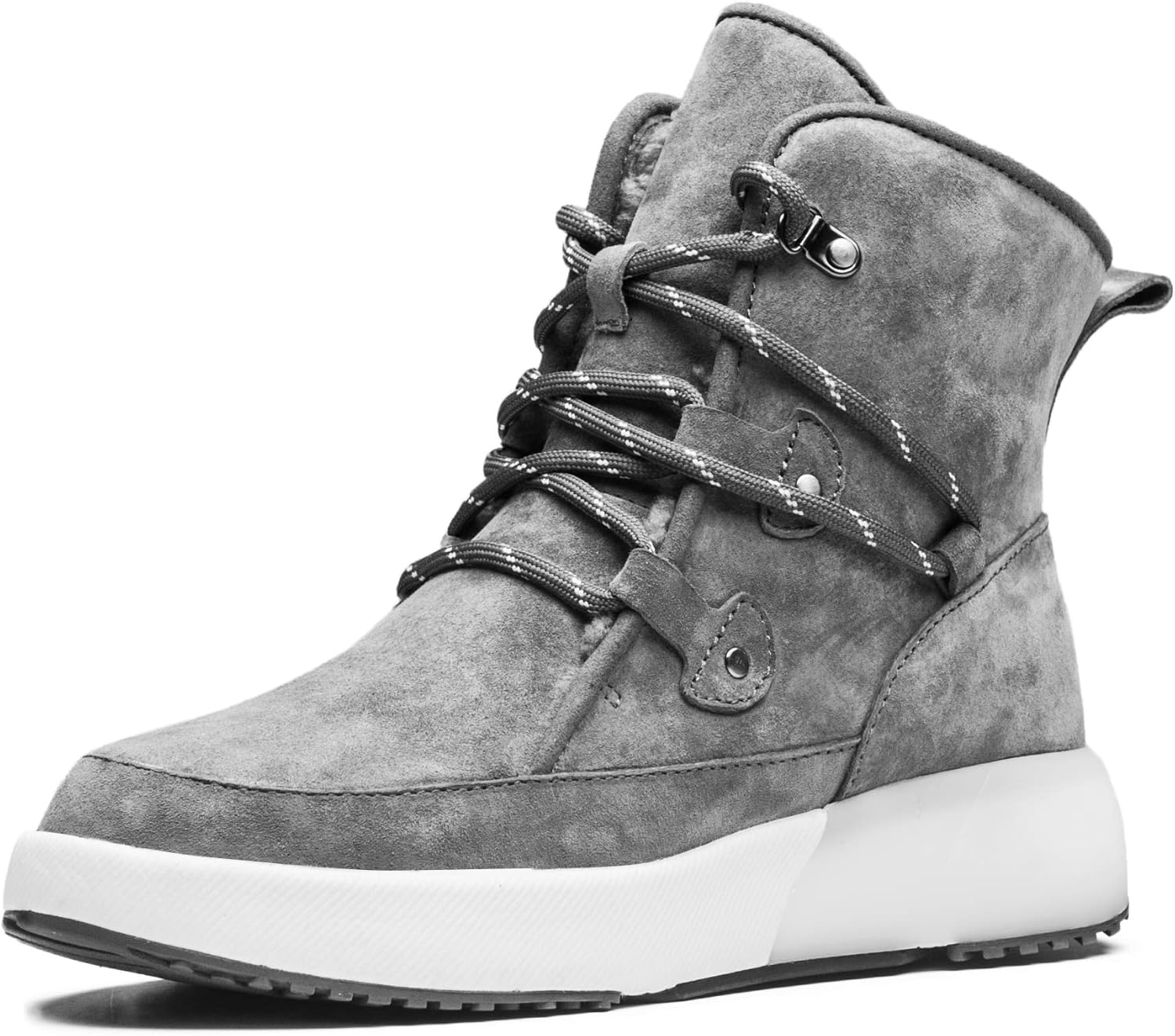 AUMU Taurus Leather Metal Buckle Brass Eyelets Suede Upper Laces Winter Snow Boots…