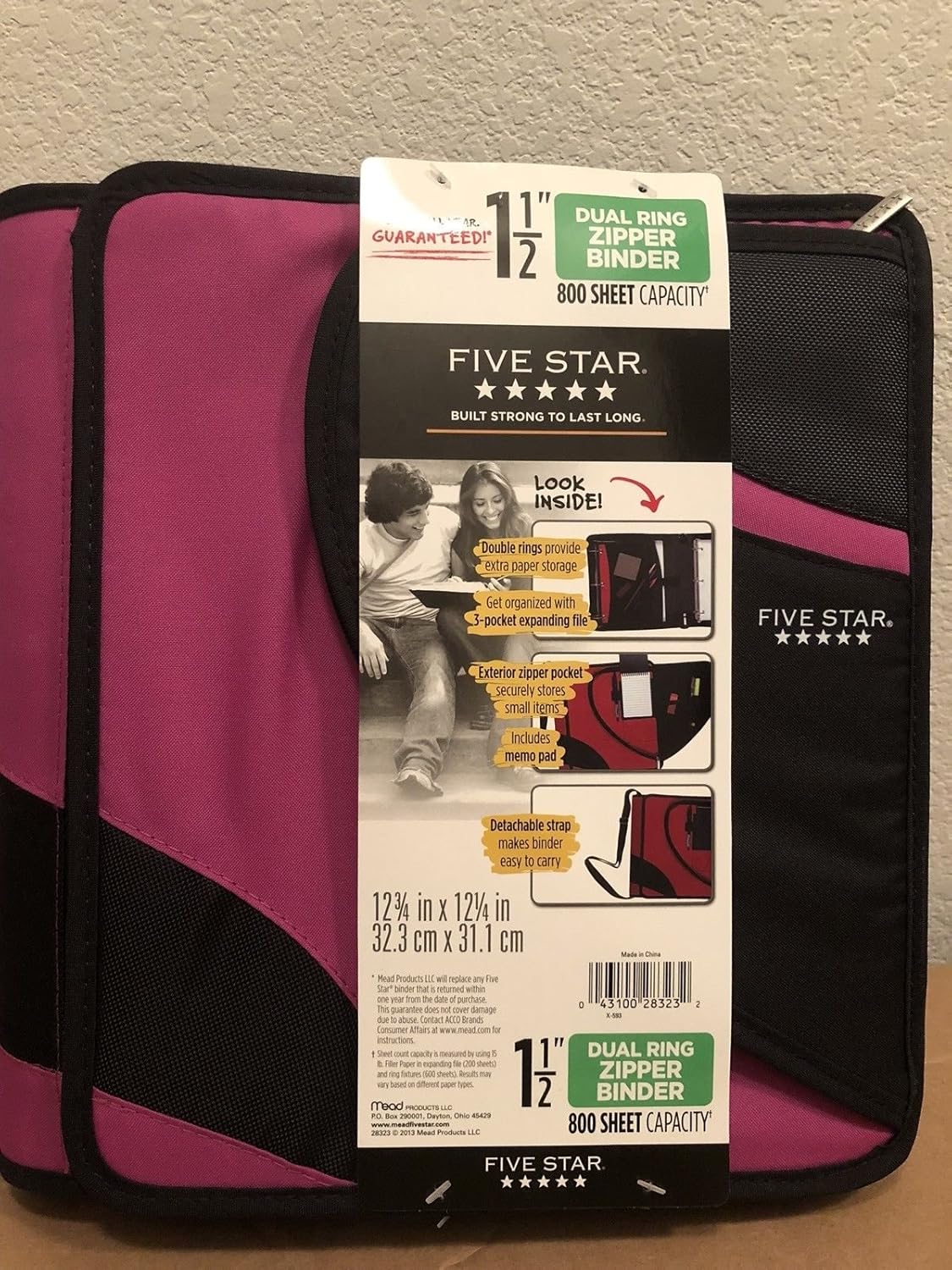 Five Star Mead 1 1/2" Dual Ring Zipper Binder Office