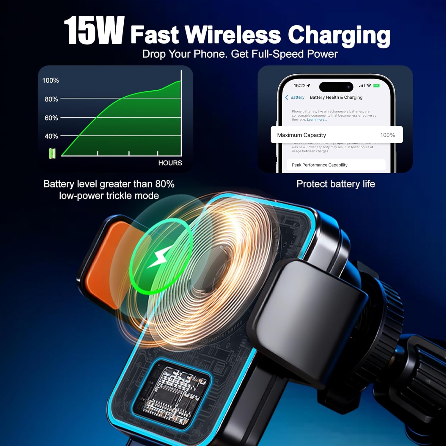 15W Fast Wireless Car Charger with Air Tracker Tag GPS Bulid in(iOS Only)-Air Vent Phone Mount, Works with Apple Find My, Hidden&Undetectable (Wireless Car Charger with Tracker) 5 81fAPqAVuWL. AC SL1500