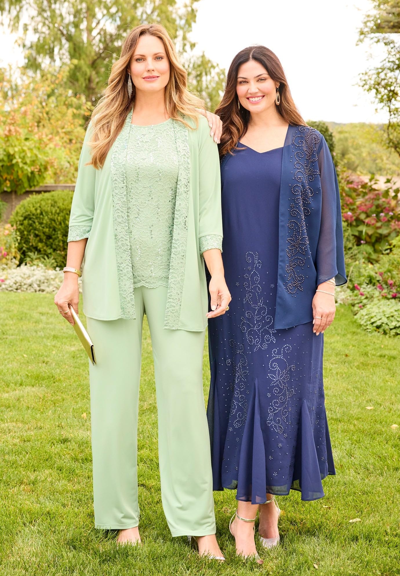Catherines Women's Plus Size Masquerade Beaded Dress Set with Jacket  (Petite Available)
