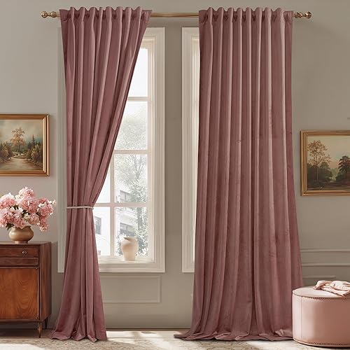 Miniatura 2 de StangH - Cortinas de terciopelo con aislamiento térmico, oscurecimiento de habitación, para dormitorio, cocina y más, supersuaves, 52 x 84pulgadas,