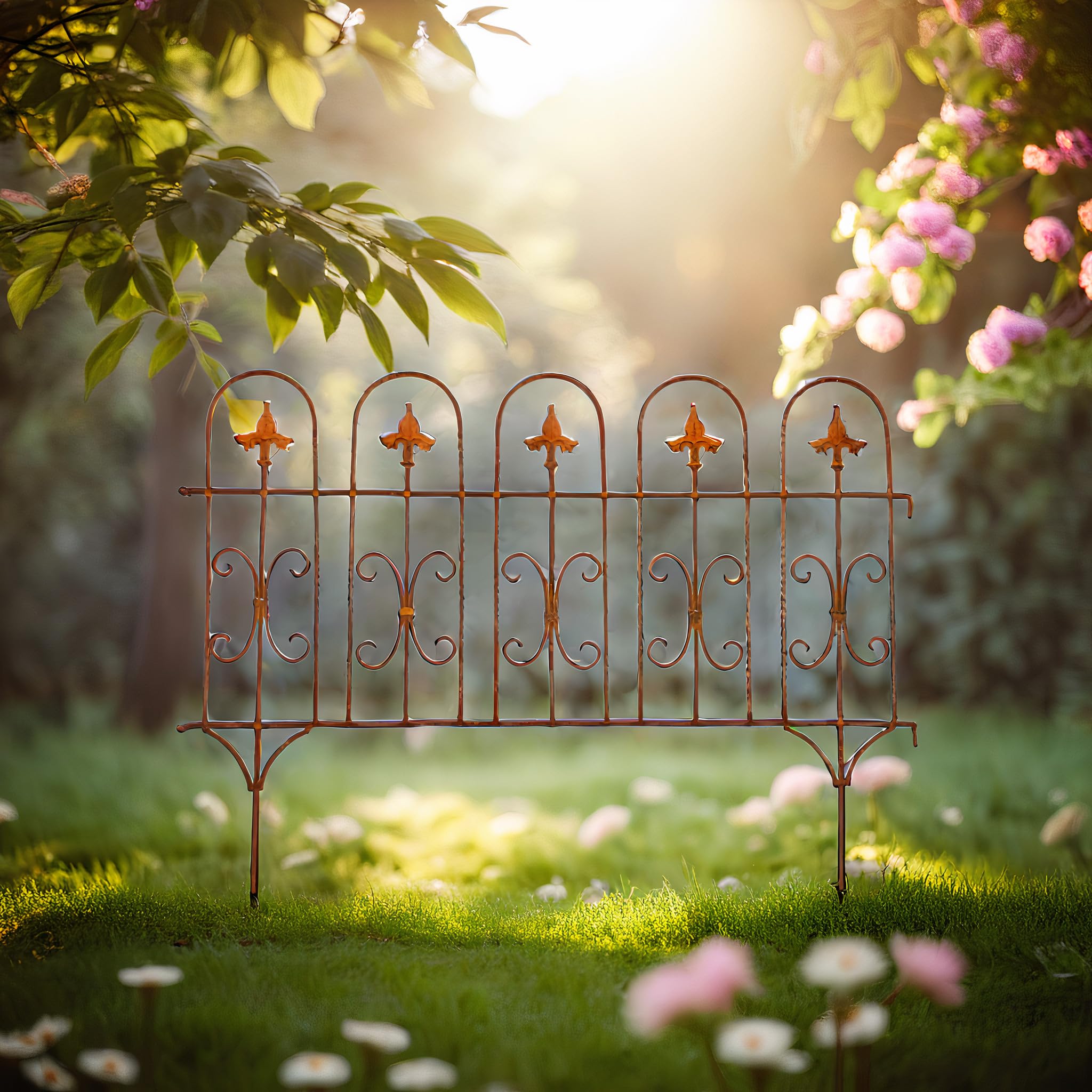 Beetzaun Gartenzaun Zaun Zaunelement Windsor Rankhilfe Metall Eisen Rost Deko 58cm hoch x 82cm lang