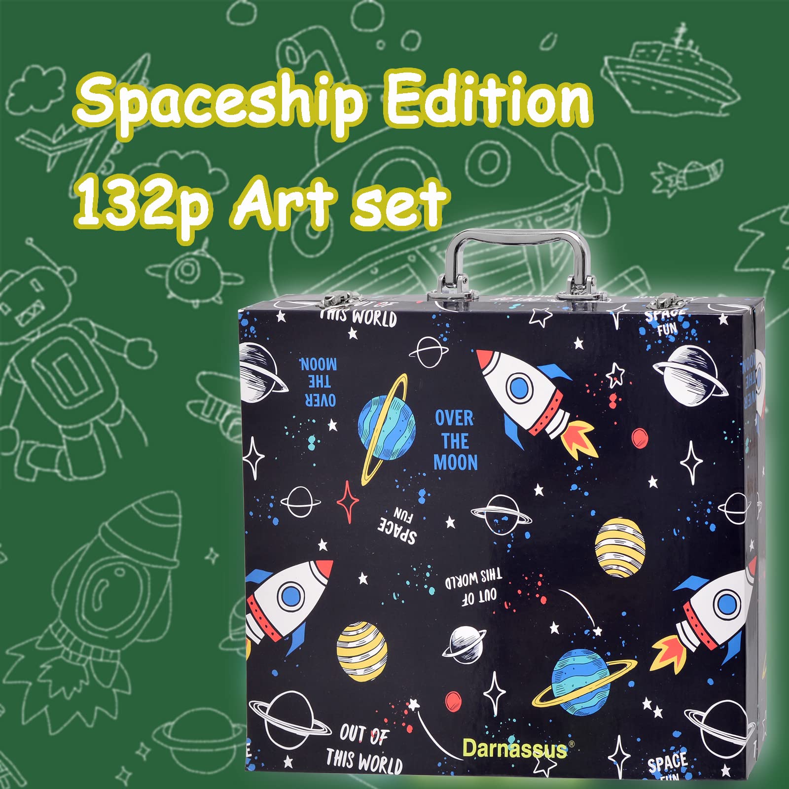 Darnassus Juego de arte de 132 piezas, juego de colores profesionales de lujo, caja de regalo, juego de arte, manualidades, dibujo, pintura, kit de Navidad para niños y adultos, niñas y niños