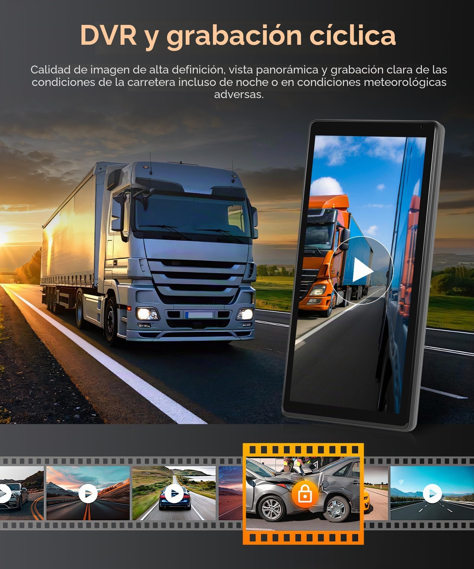 LKW Espejo retrovisor Dashcam con 2 cámaras de marcha atrás, espejo retrovisor de pantalla vertical para camiones y autobuses, 10,36 pulgadas pantalla táctil con sistemas BSD/DVR/grabación en bucle