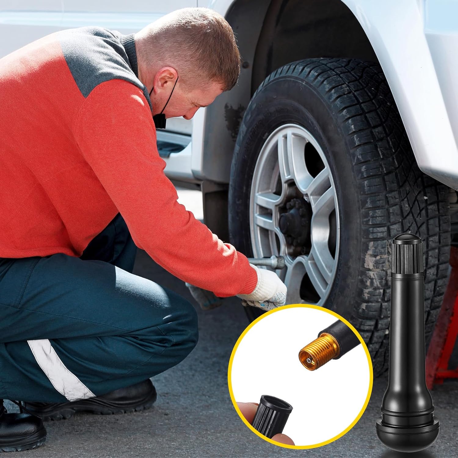 Tallew 150 Pcs Tire Valve Stems Bulk Tubeless Rubber Snap in Valves Stems Black Replacement Tool for Car Tubeless 0.453 Inch Rim Holes Standard Vehicle Tires (Tr412,Tr413,Tr414,Tr415 Tr418)
