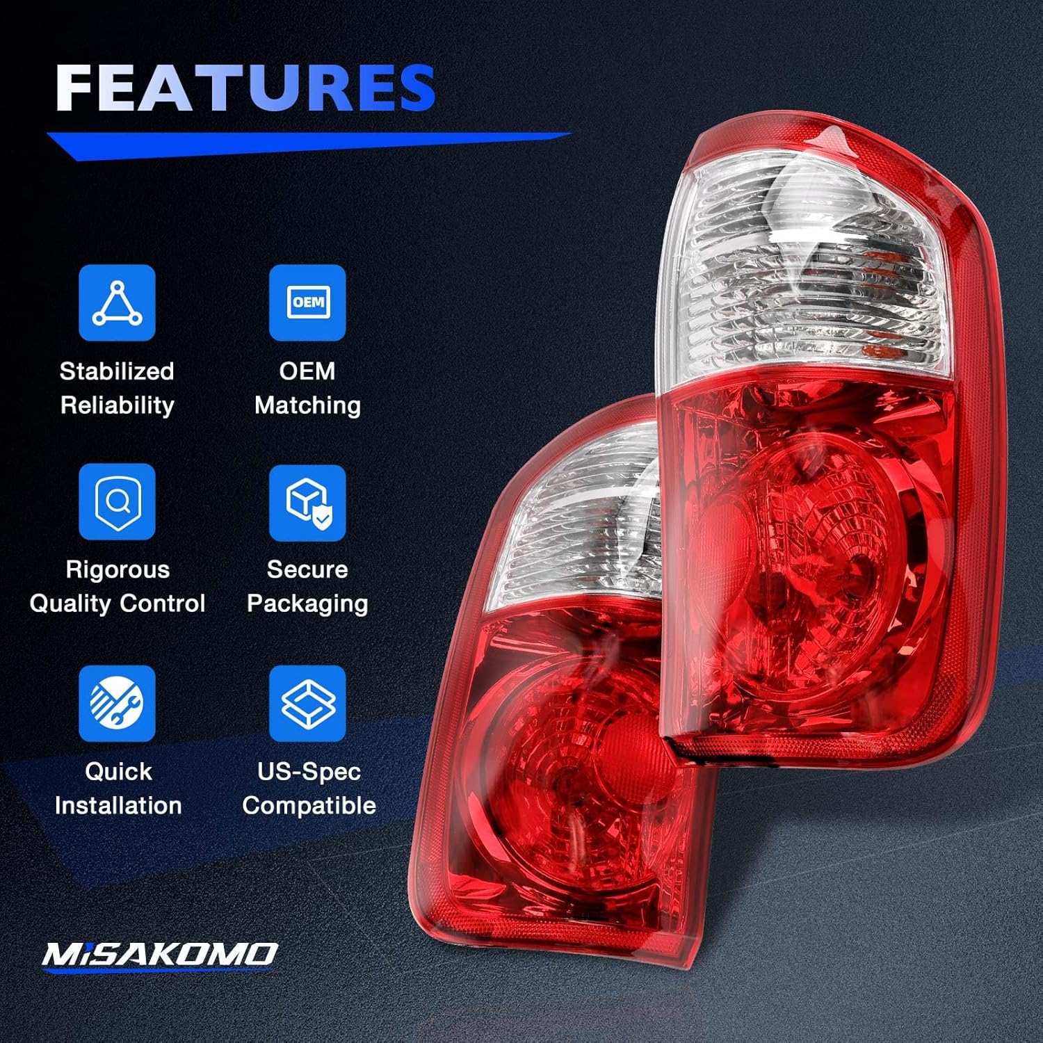 Tail Lights Compatible with Toyota Tundra 2004 2005 2006 Double Cab, Replace TO2800153 TO2801153 | 815600C040 815500C040, Halogen Taillights Assembly Left and Right