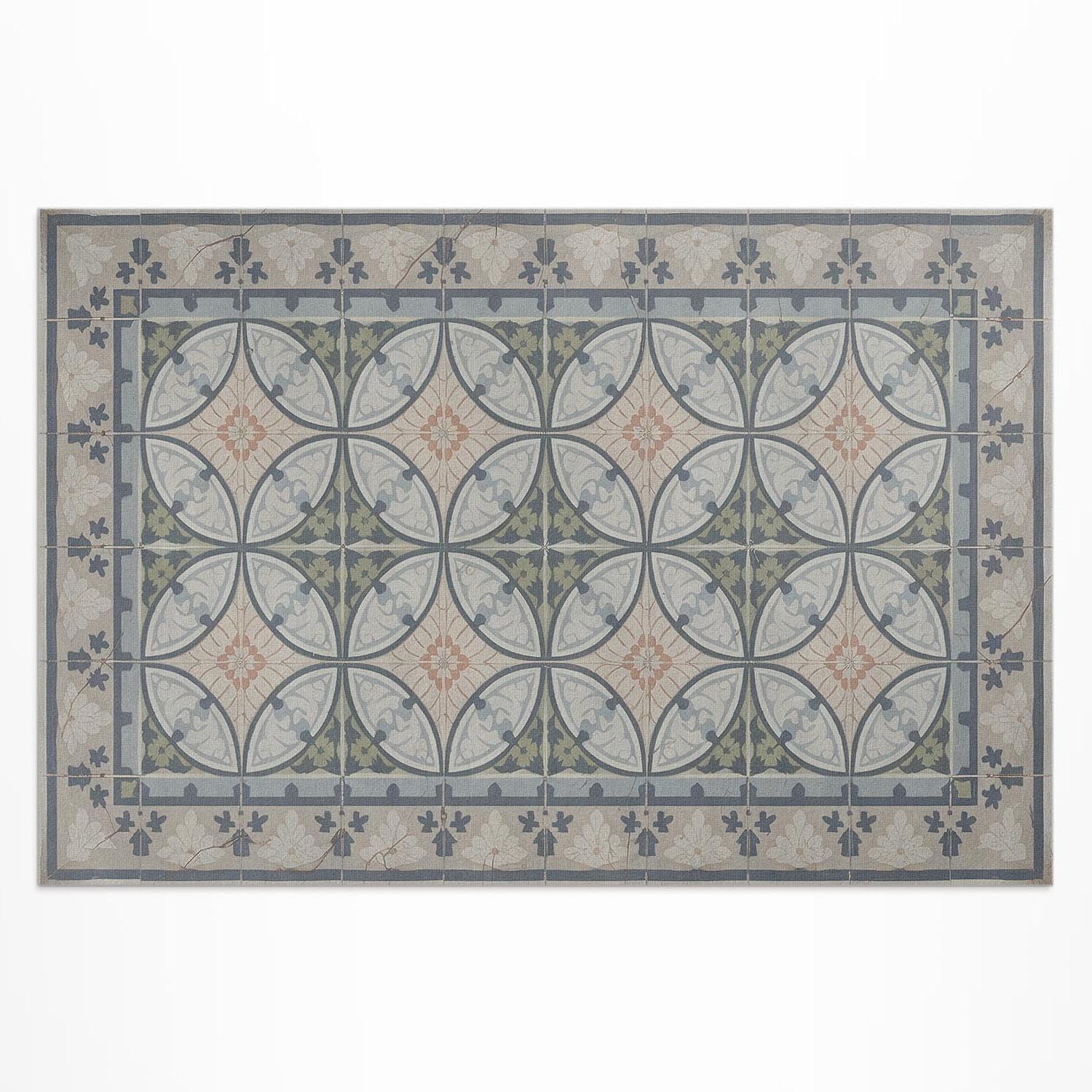 Tapis de terrasse vinyle 140x210 cm imperméable PVC mosaïque pour balcon extérieur