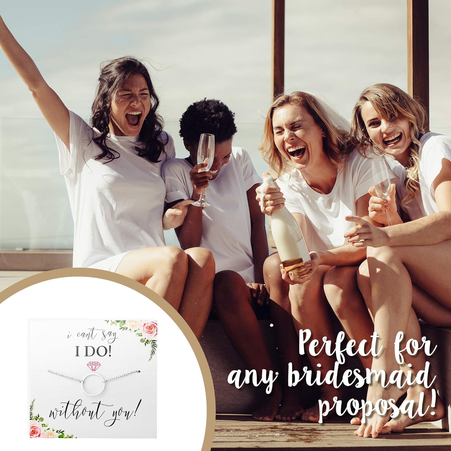 Pop Fizz Designs I Can't Say I Do Without You | Bridesmaid Proposal Gift | Silver Plated Necklaces, 6 Pack