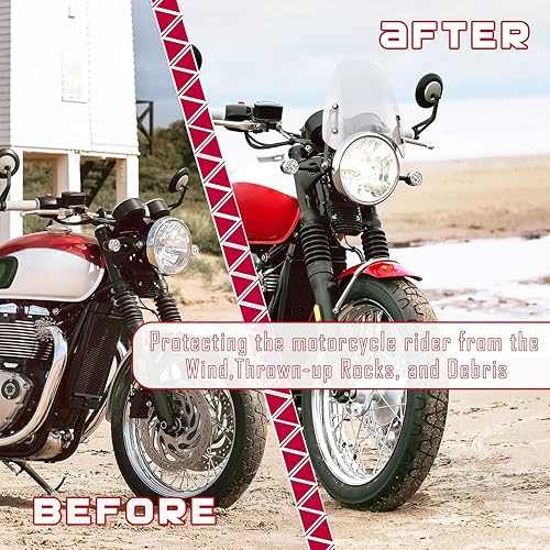 Miniatura 7 de Parabrisas de motocicleta doble burbuja para Bonneville T100 T120 2016 2017 2018 2019 2020 2021 2022 2023 2024 Deflector Flyscreen (humo claro)