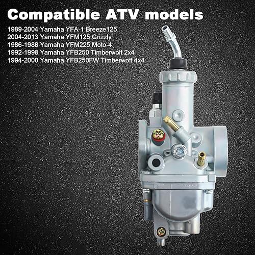 Miniatura 5 de Carburador YFM125 para Yamaha Breeze 125 1989-2004, YFM125 Grizzly 125 2004-2013 con colector de admisióninterruptor de válvula de combustible