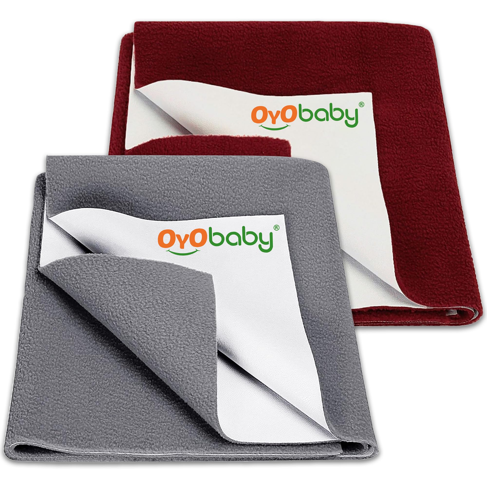 OYO BABY Pack of 2 Baby Mattress Protectors Medium 100×70 cm | Waterproof Dry Sheets | Quick-Dry, Ultra-Soft & Breathable | Suitable for Babies Aged 0-12 Months - Grey + Maroon-picture-12