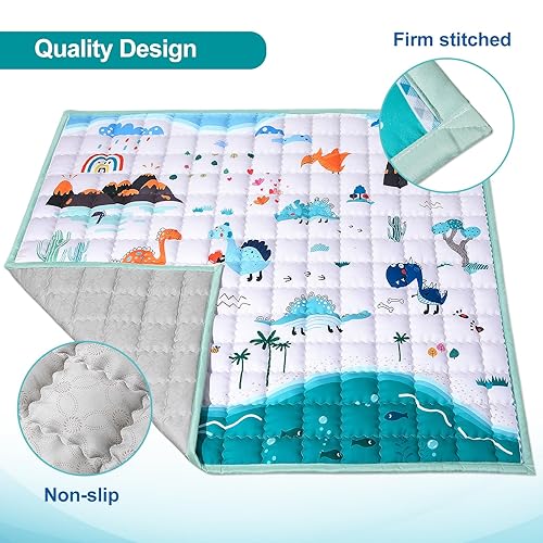 Miniatura 3 de Tapete de juego para bebés de 50 x 50 pulgadas, tapete de juego plegable para niños para corral de juegos, tapete de juego lavable para gatear,