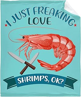BUYYET I Just Freaking Love Shrimps, Ok Fleece Flannel Gift Blanket Lightweight Soft Throw Blanket Cute Cozy Blanket for Bed Couch Travel Outdoor 50'x 60' for Teens
