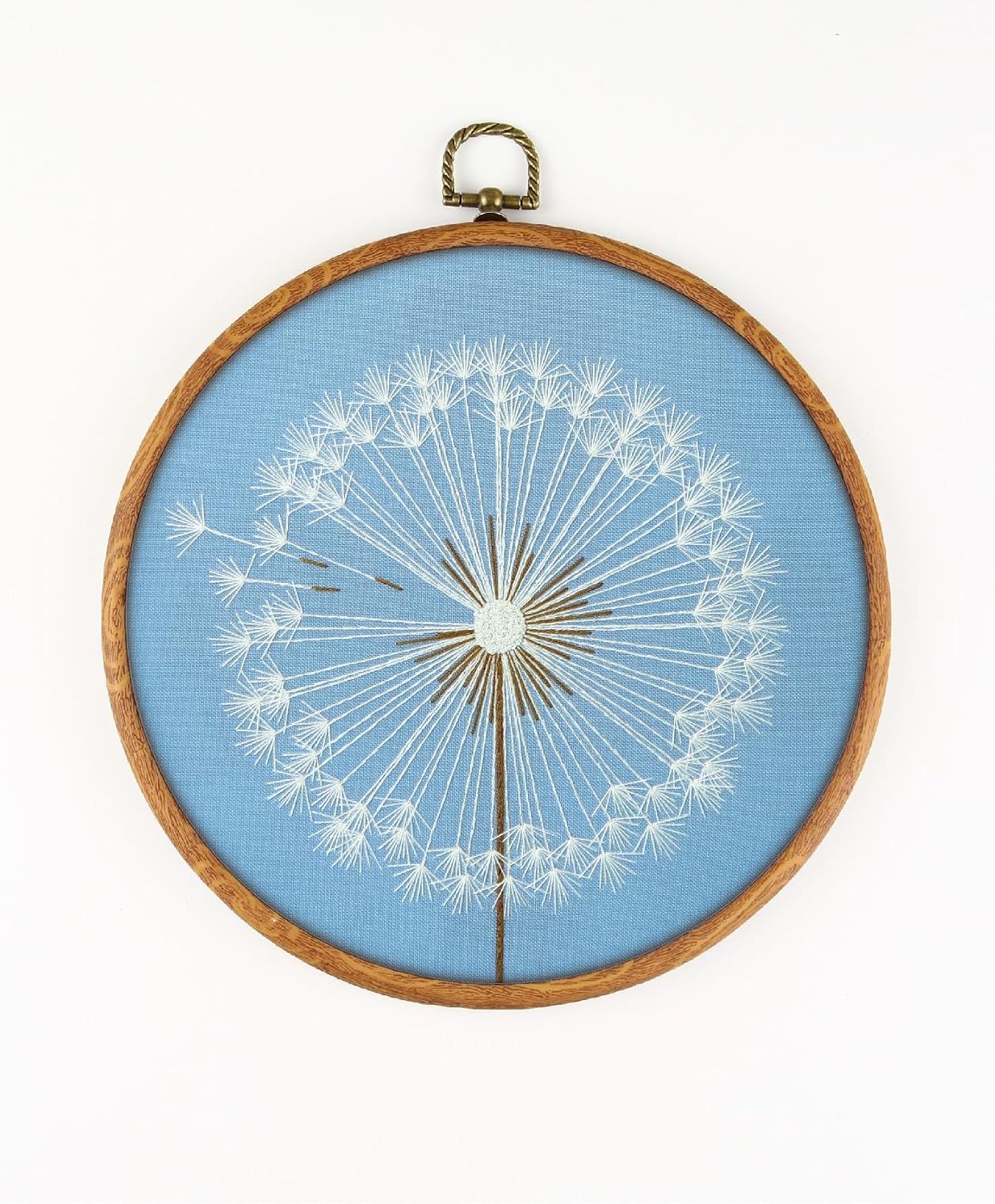 Dandelion EM231 - DIY Embroidery Kit. Set of Threads, Needles, Stamped Cloth, Needle Threader, Embroidery Clippers and Printed Color Pattern Inside.