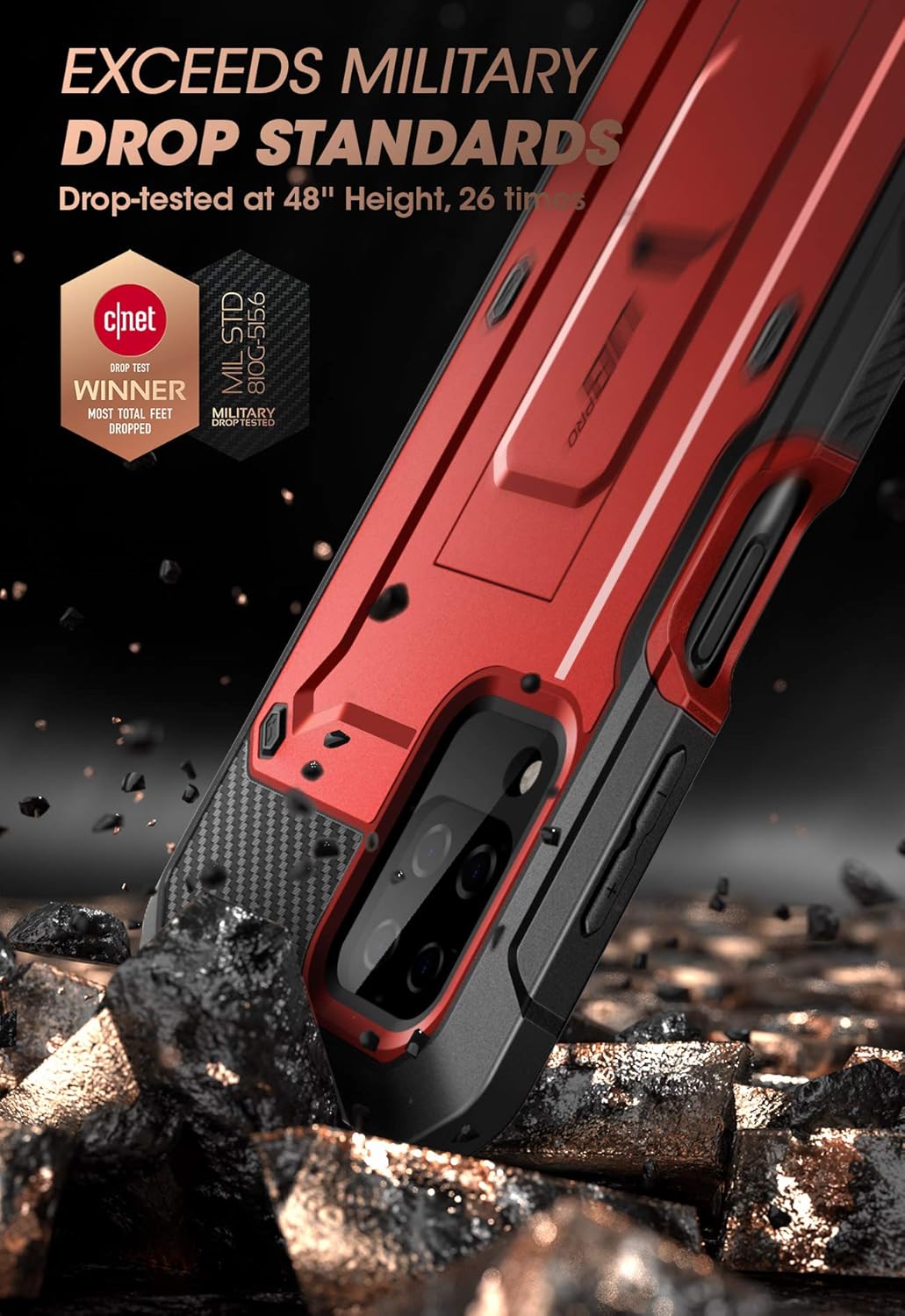 SUPCASE Unicorn Beetle Pro Series for Samsung Galaxy A12 Case (2020 Release), Full-Body Rugged Holster Case with Built-in Screen Protector (Ruddy)