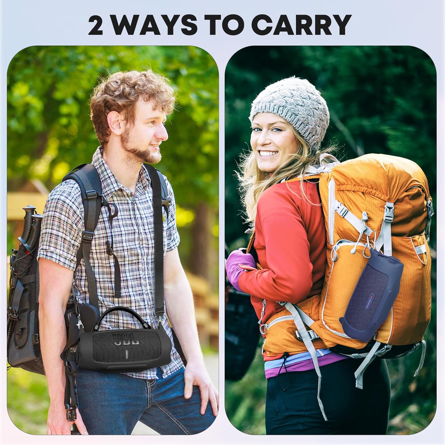 Silicone Cover Case for JBL Charge 6, Protective Cover with Detachable Shoulder Strap & Carabiner Clip, Flexible Soft Cases for JBL Charge 6 Portable Bluetooth Speaker Accessories (Purple Case Only) - Image 6