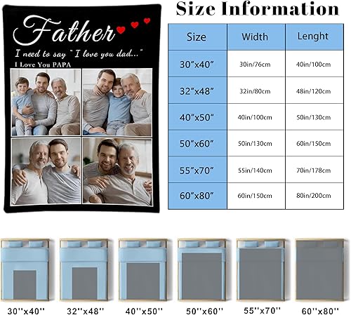Vista 27 de Regalos personalizados para el día del padre, cumpleaños para papá de hija, esposa, hijo, regalos personalizados para el día del padre, manta con S1