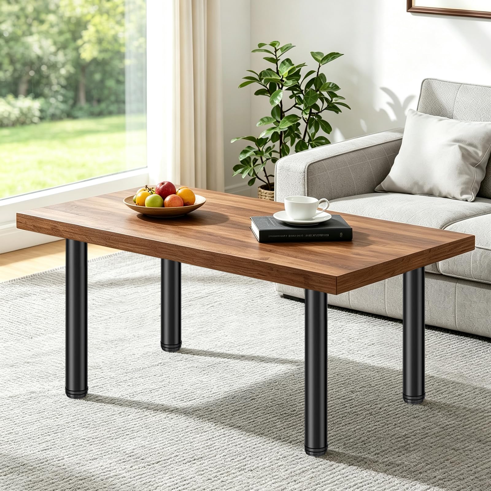 Jahof Gambe Regolabili per Tavolo 50 cm, Gambe per Mobili in Metallo, Diametro Ø50 mm, Piedi per Tavolini da Caffè, Camper, Bancone da Bar, Kit di 4, Nero