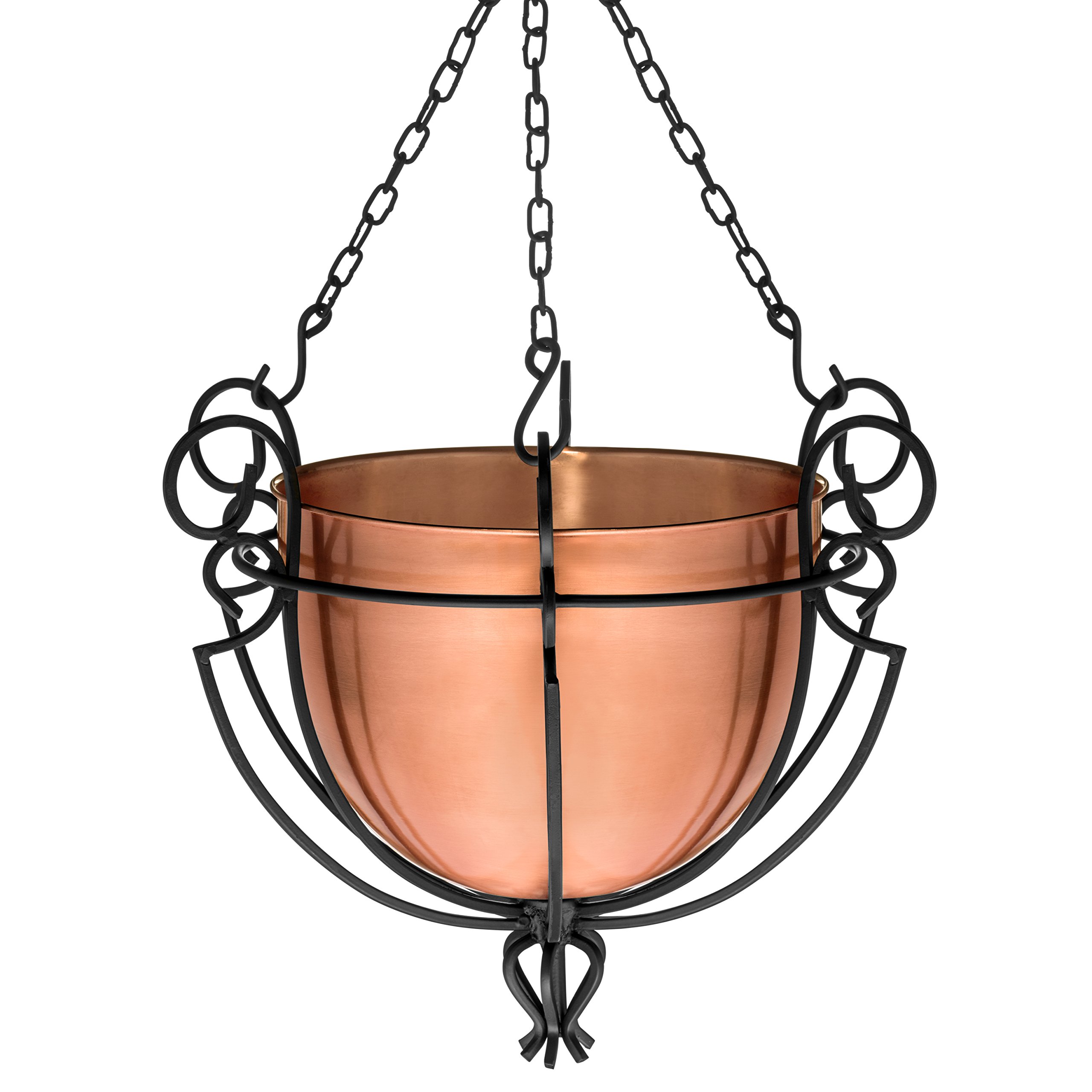H Potter Hanging Copper Patio Garden Flower Planter Basket GAR254