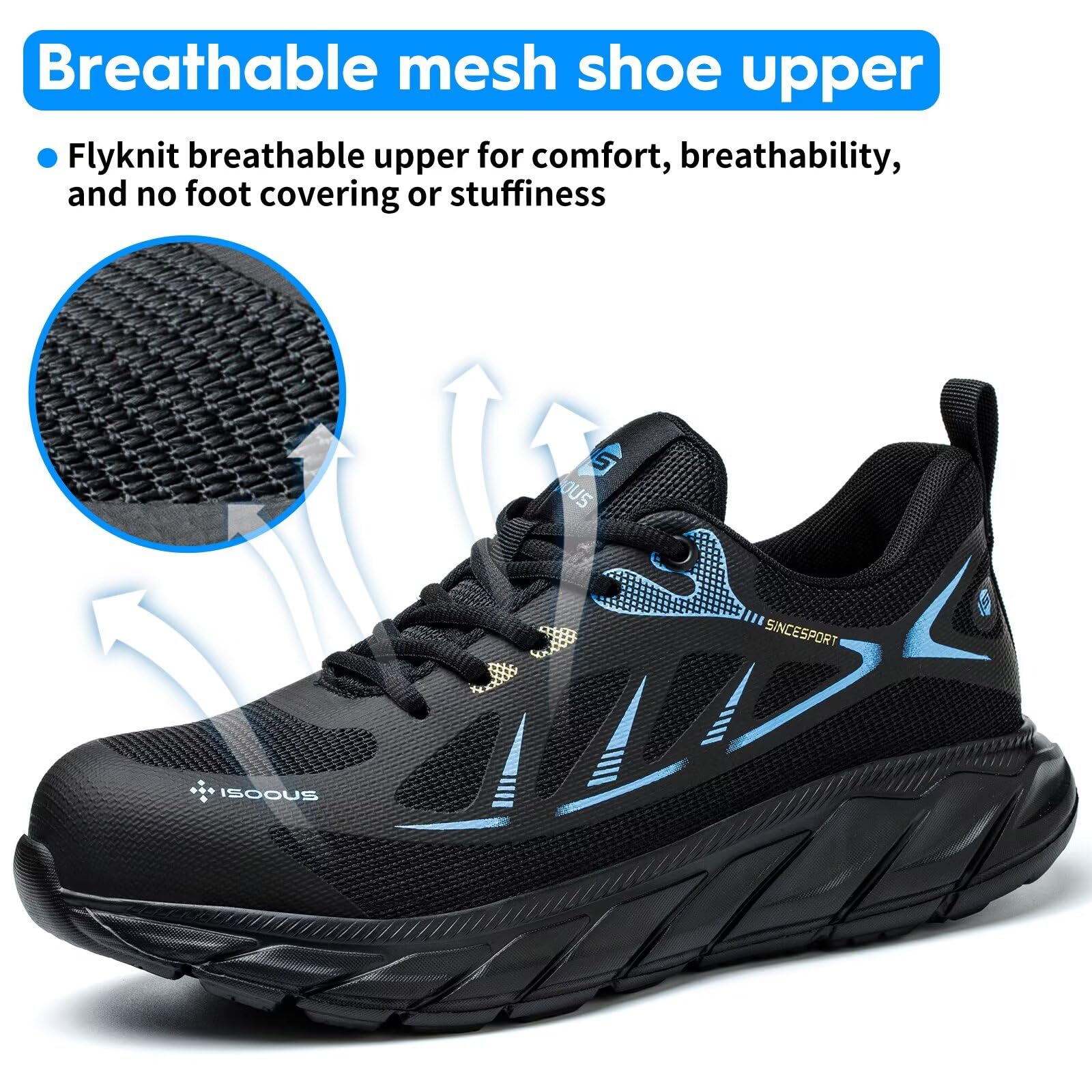 Buty robocze,buty robocze dla mężczyzn i kobiet,buty ochronne ze stalowymi noskami,antypoślizgowe,sportowe,oddychające Niebieski 38