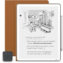 Amazon Kindle Scribe Essentials Bundle - Amazon Kindle Scribe 32GB , Premium Pen, Premium Leather Executive Folio Cover-Caramel & Power Adapter