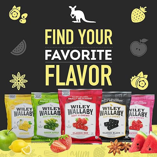 Miniatura 7 de Wiley Wallaby Regaliz australiano, bolsas de 4 onzas, 12 unidades (negro)