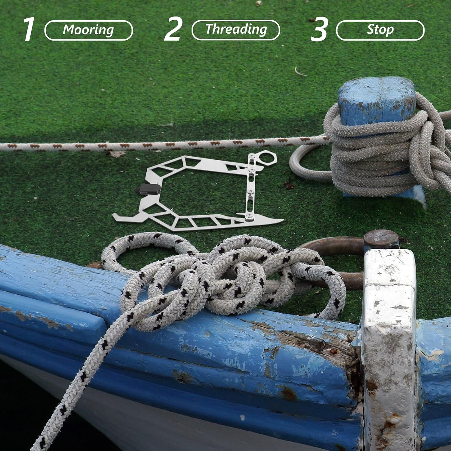 Stainless Steel Boat Hook Replacement with Multi-Functional Wear Resistant Hook Head for Docking and Marine Use for Rope and Yacht Accessories