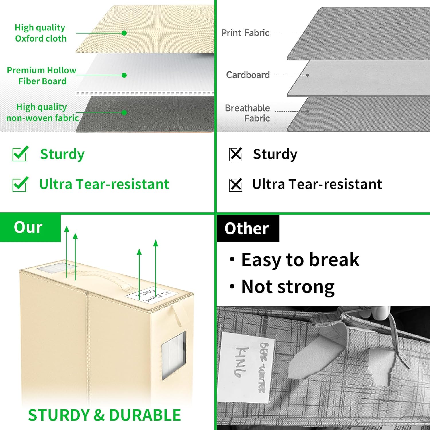Aokeyee Foldable Bed Sheet Organizers and Storage - 4 Pack(Queen or King Size) Sheet Set Organizer for Bed Sheets,Pillowcases,Linen Closet Organizer for Bedding Clothes Towels(lvory)