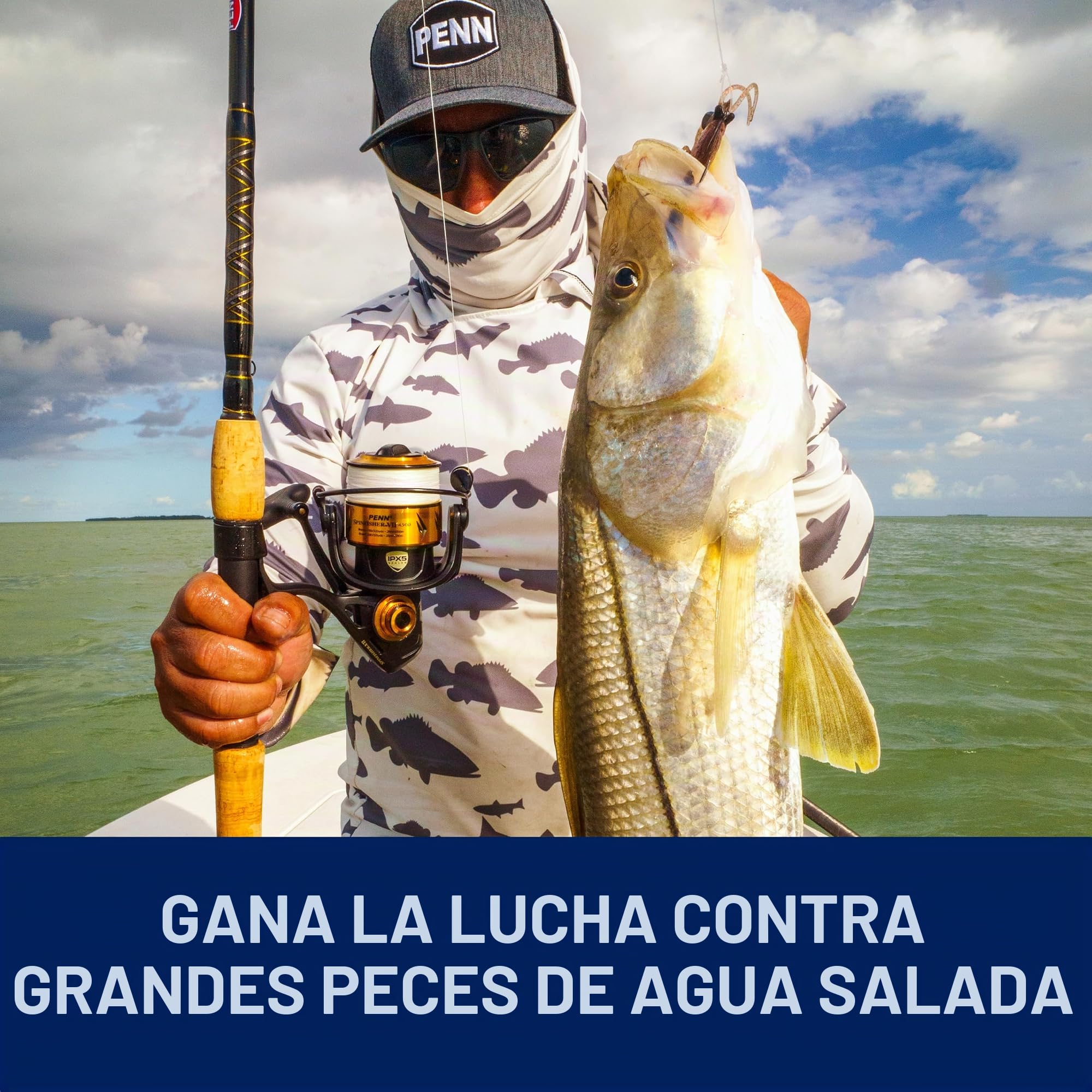 PENN Spinfisher VII Carrete Giratorio, Live Liner y Longcast | Carrete para Pesca en Agua Salada con Sellado IPX5 y CNC | para Pescadores en Barco en Desde la Orilla | Varios tamaños | Negro y Dorado