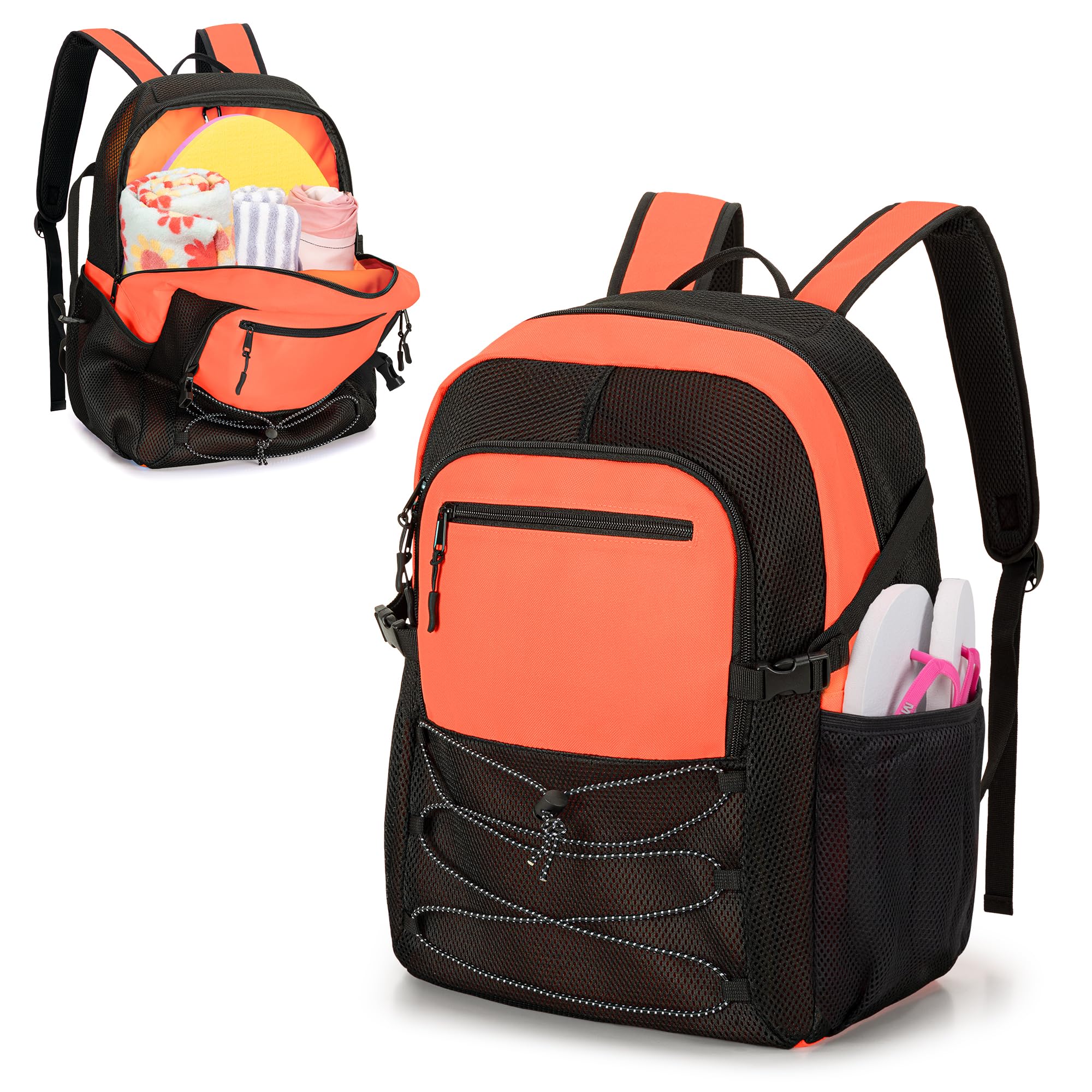 Fasrom Swim Backpack with Wet/Dry Compartment, Lightweight Mesh Swim Bag for Pool Gear & Training, Swimming Equipment Bag for Swimmers, Athletes, Men