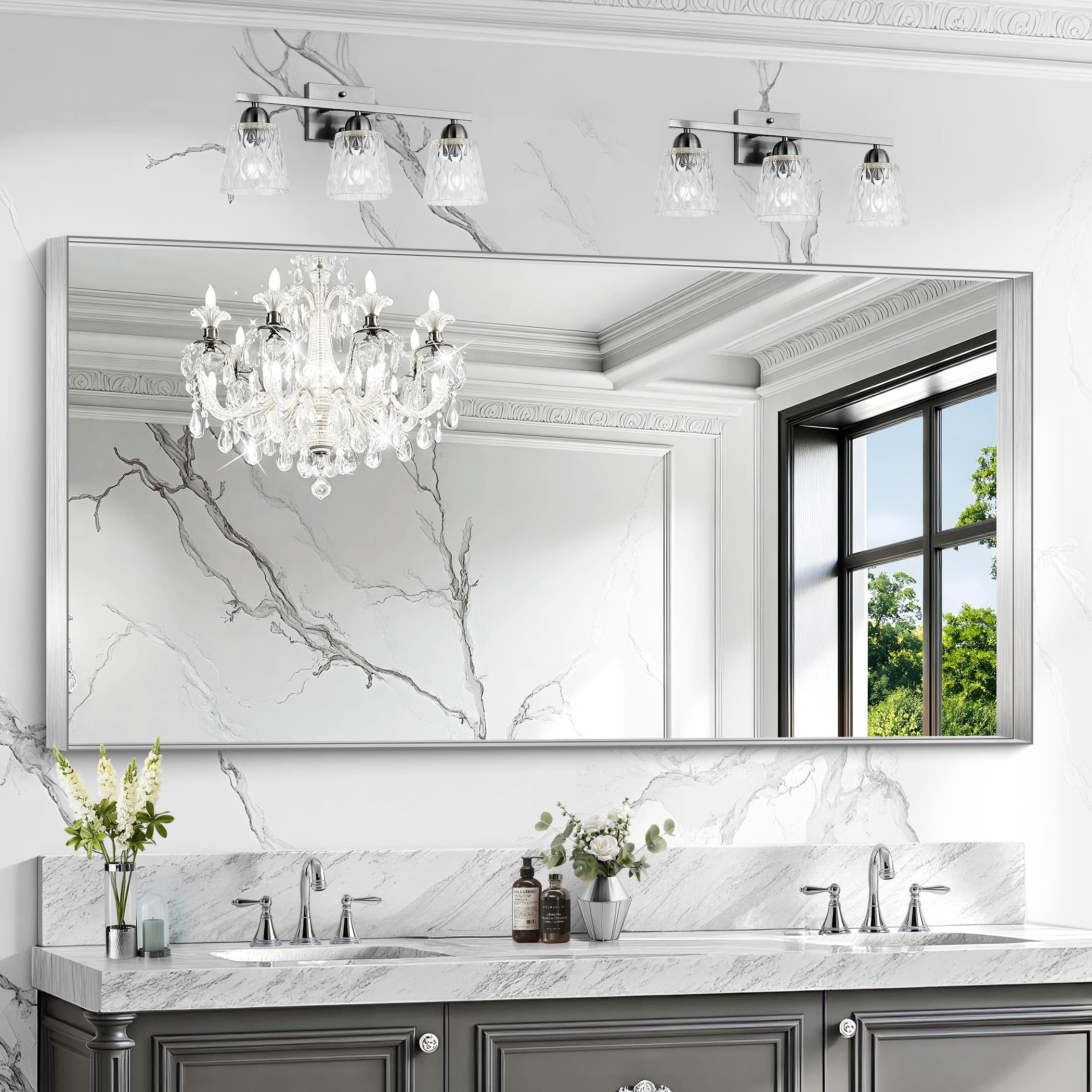 CIRCUMI Silver Bathroom Mirror, 30