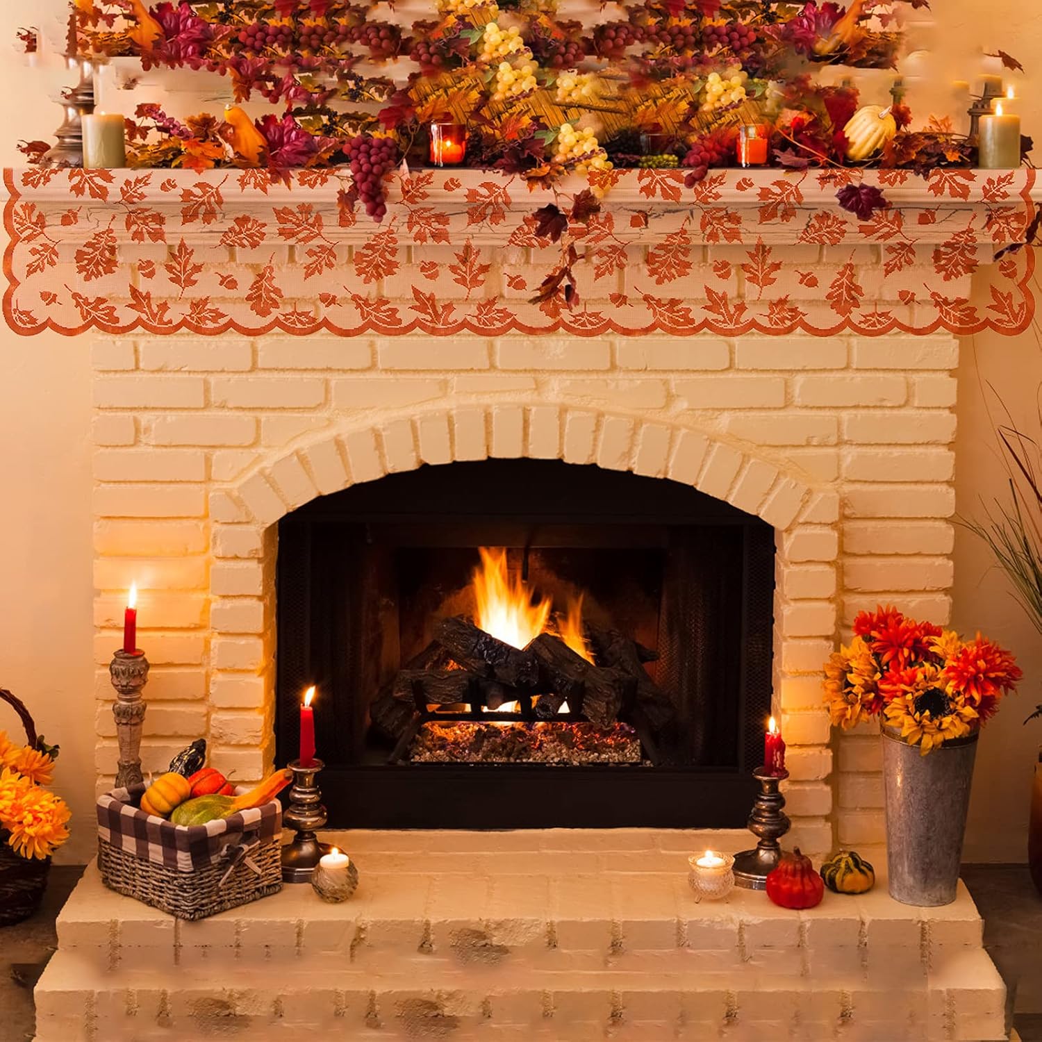 Korlon 2 Pcs Thanksgiving Table Runner, Fall Table Runner with Maple Leaves for Thanksgiving Harvest Party and Fall Table Decorations 13 X 72 Inch : Home & Kitchen