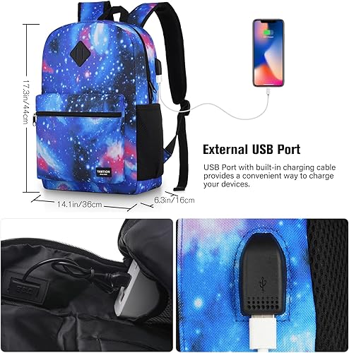 Miniatura 6 de YAMTION - Mochila escolar unisex casual para adultos y adolescentes con puerto USB para preparatoria universidad oficina trabajo viaje