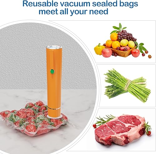 Miniatura 3 de 40 bolsas selladoras al vacío para alimentos con válvula de aire, bolsas reutilizables para Sous Vide (20 grandes + 20 pequeñas)