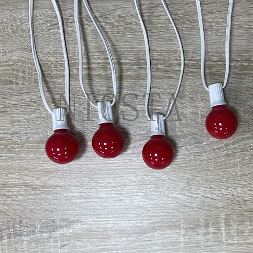 Miniatura 4 de NIOSTA Paquete de 25 bombillas de repuesto G40 color rojo opaco, filamento incandescente de 5 W y base de candelabro E12, bombilla decorativa de
