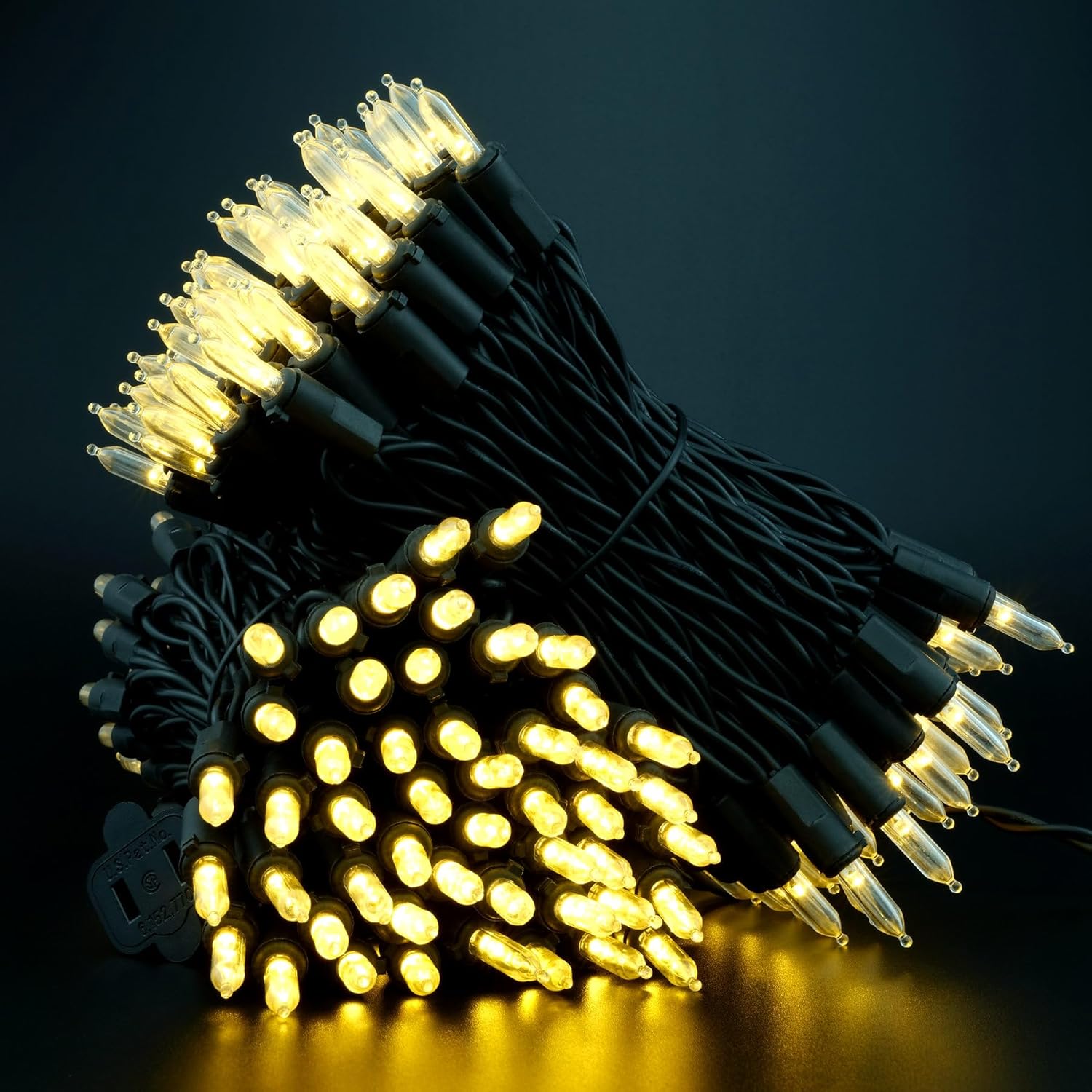 200 Count Warm White LED Christmas Lights, 66 ft Black Wire UL Certified Commercial Grade LED Halloween String Light Set (Warm White)