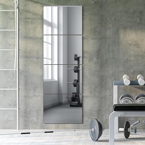 TRAHOME Wall Mirror Tiles, 16x12x4PCS Full Length Home Gym Mirror